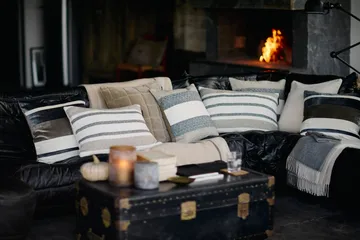 Vertical Striped Cotton kuddfodral 50x50 cm - Beige-gray - Lexington