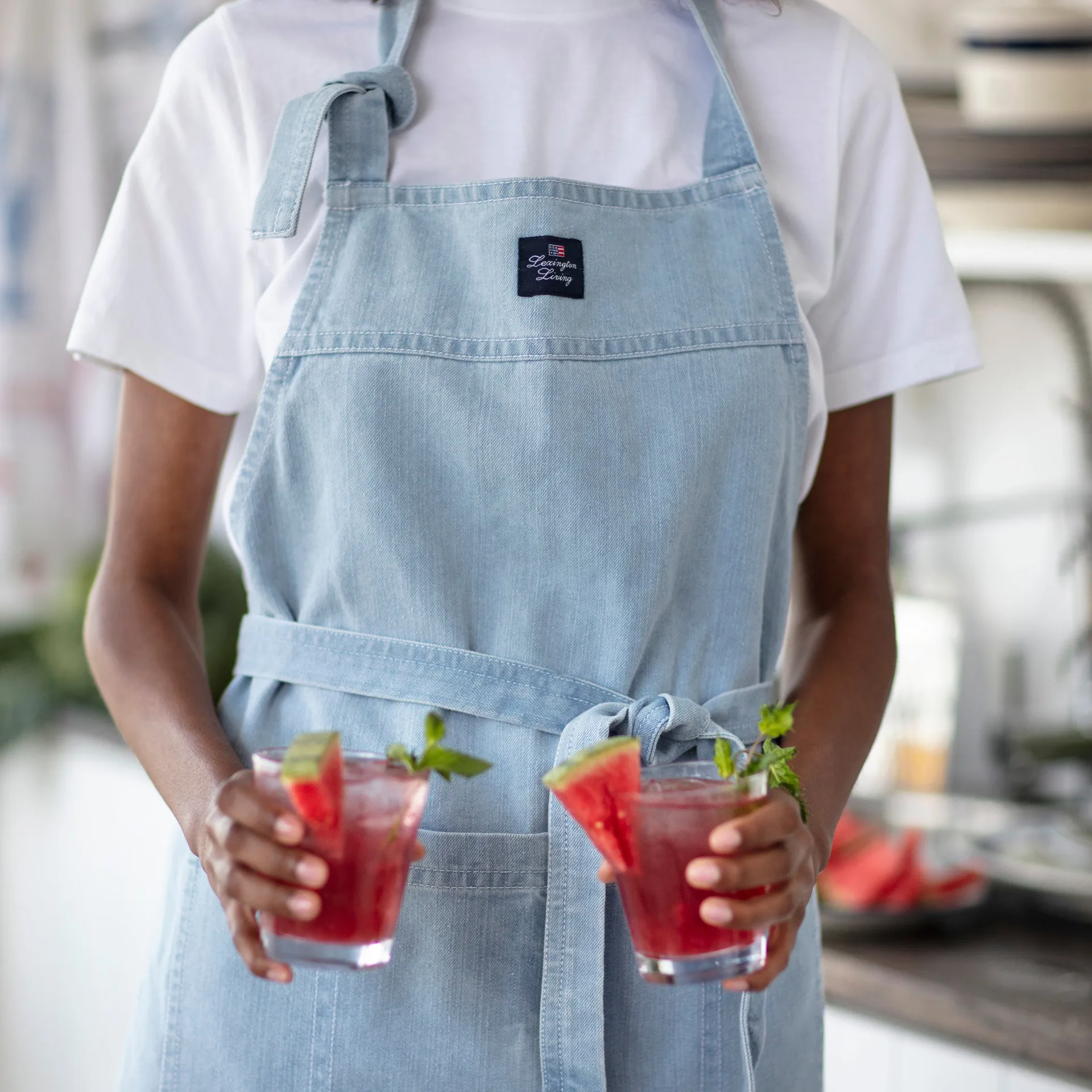 Washed denim förkläde 80x105 cm, Light blue Denim Lexington