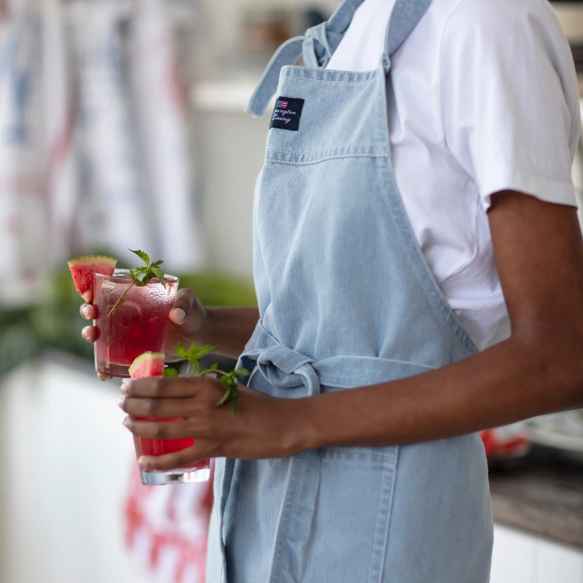 Washed denim förkläde 80x105 cm, Light blue Denim Lexington