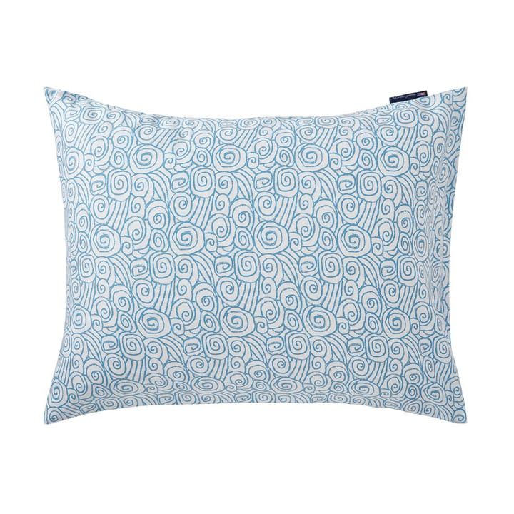 Wave Printed Cotton Sateen örngott 50x60 cm - White-Blue - Lexington