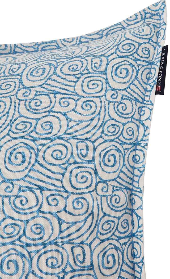 Waves Printed Linen/Cotton kuddfodral 50x50 cm - White - Lexington