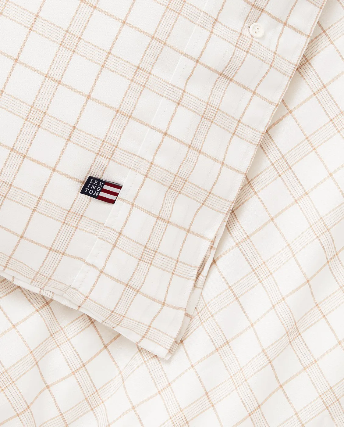 White/Beige Checked Lyocell/Cotton bäddset, 50x60 cm, 150x210 cm Lexington