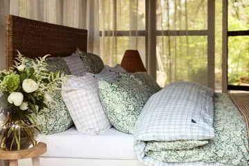 White/Beige Checked Lyocell/Cotton bäddset - 50x60 cm, 150x210 cm - Lexington