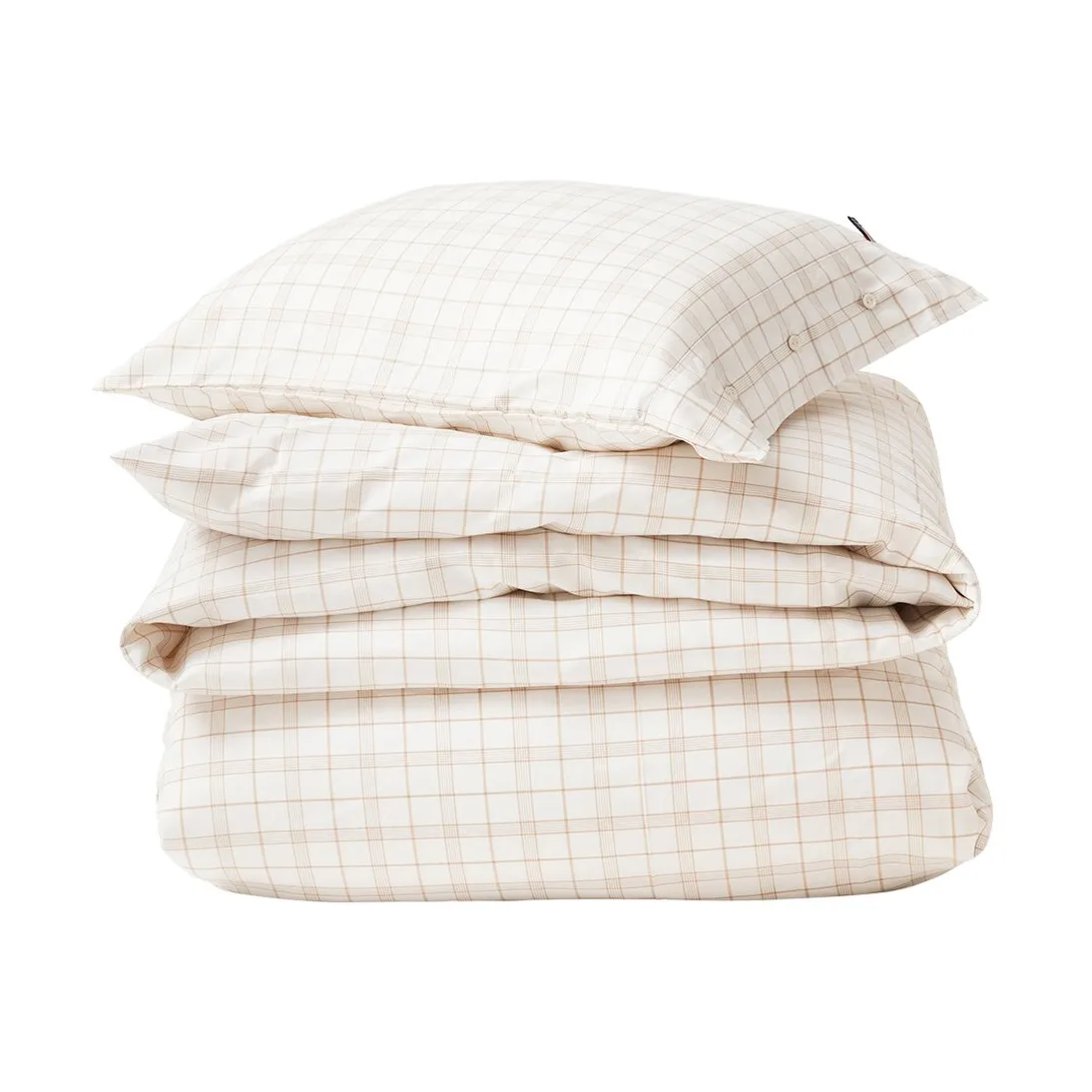 White/Beige Checked Lyocell/Cotton bäddset, 50x60 cm, 220x220 cm Lexington