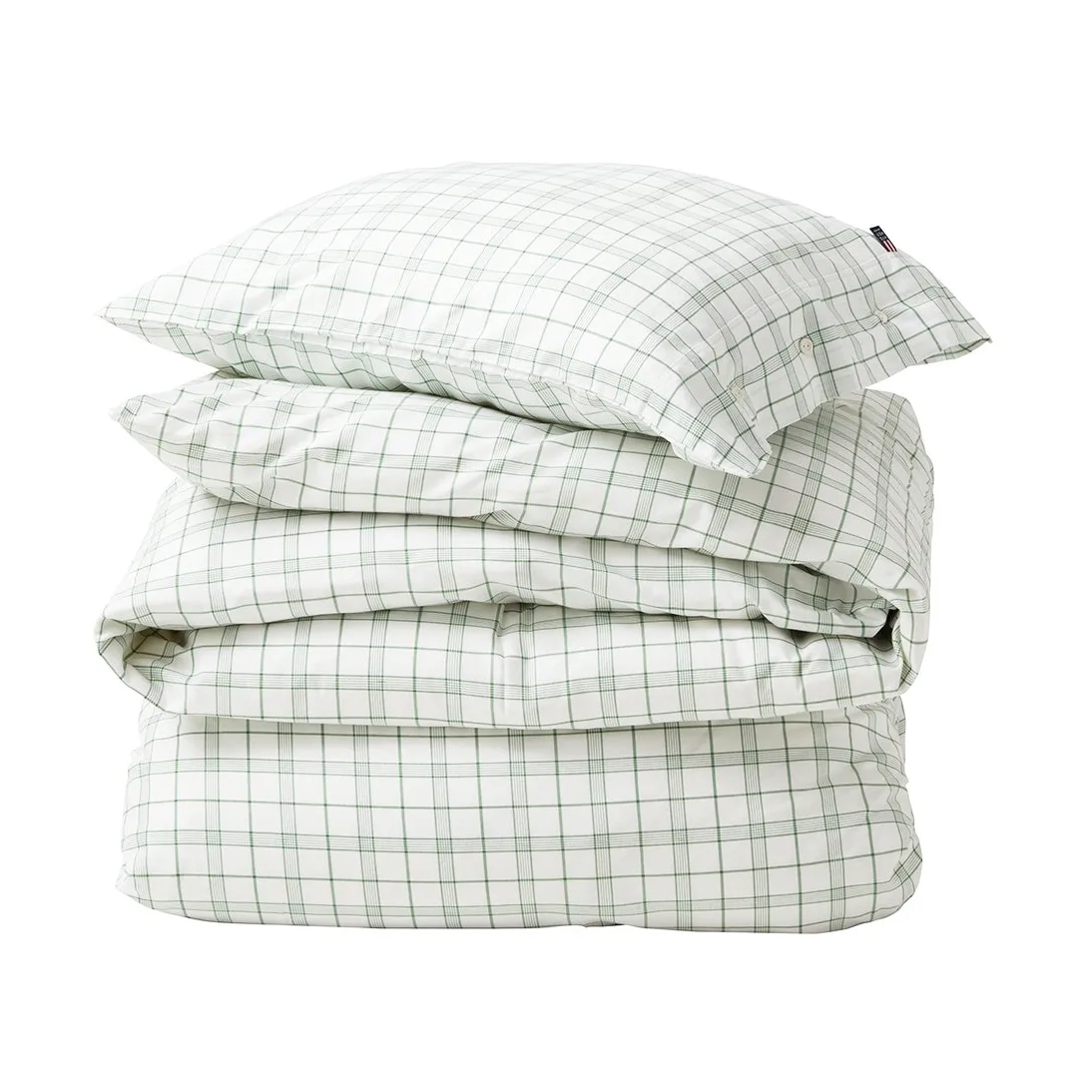 White/Green Checked Lyocell/Cotton bäddset, 50x60 cm, 150x210 cm Lexington