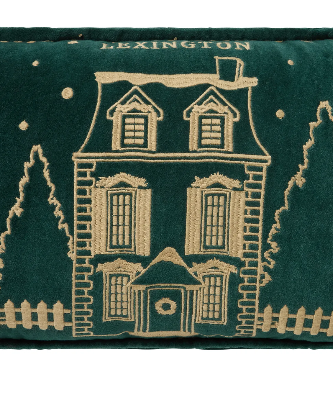 Winter House eko. sammetsbomull kudde 30x50 cm, Green-Light Beige Lexington