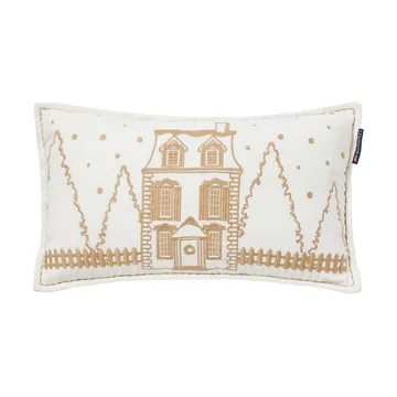 Winter House eko. sammetsbomull kudde 30x50 cm - White-Light beige - Lexington
