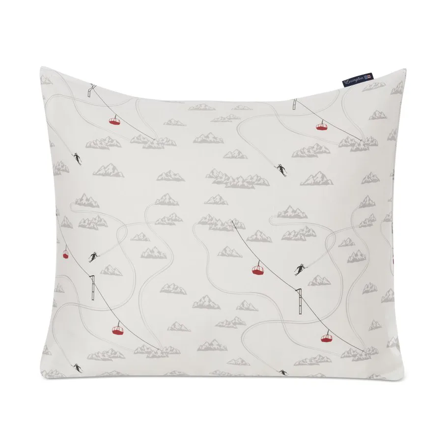 Winter Printed Cotton Sateen örngott 50x60 cm, White-gray-red Lexington