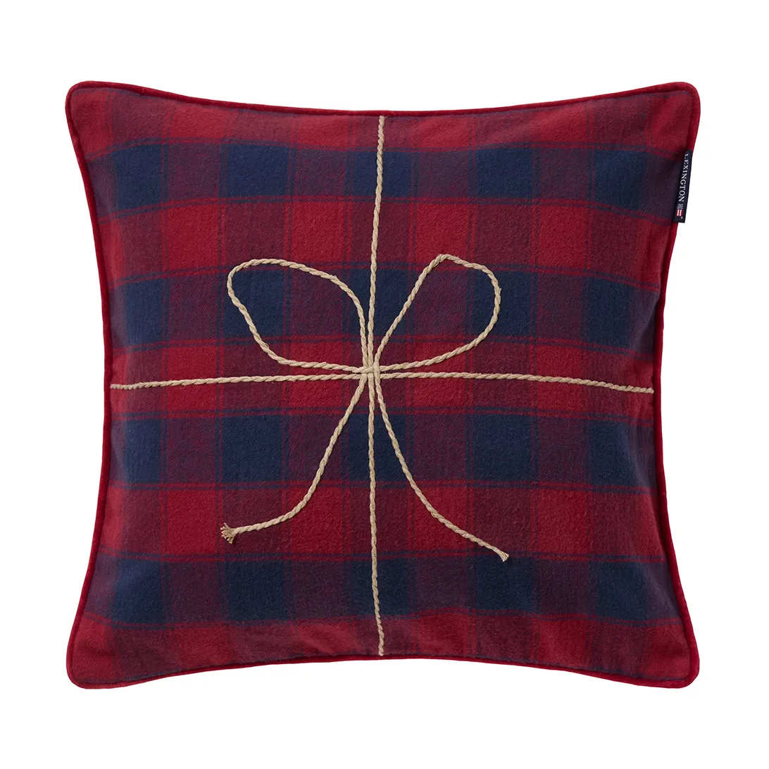 Wrapped checked eko. flannel kuddfodral 50x50 cm, Dark blue-red Lexington