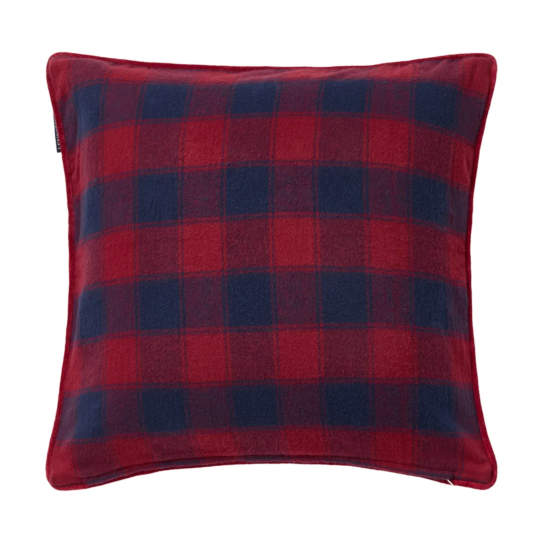 Wrapped checked eko. flannel kuddfodral 50x50 cm, Dark blue-red Lexington
