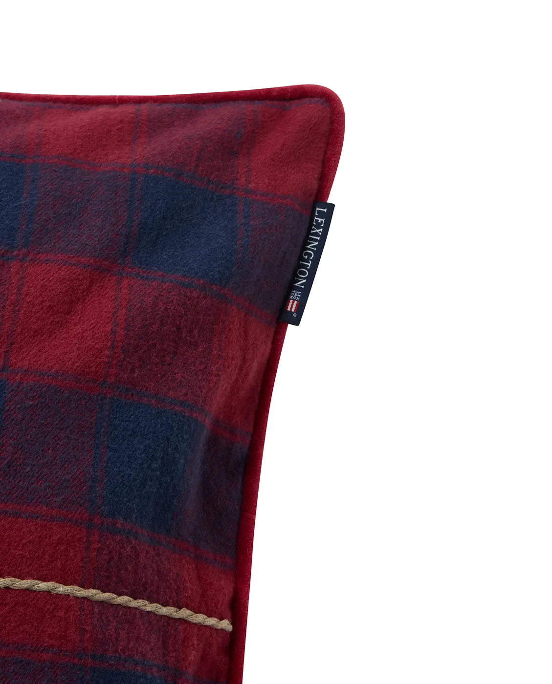 Wrapped checked eko. flannel kuddfodral 50x50 cm, Dark blue-red Lexington
