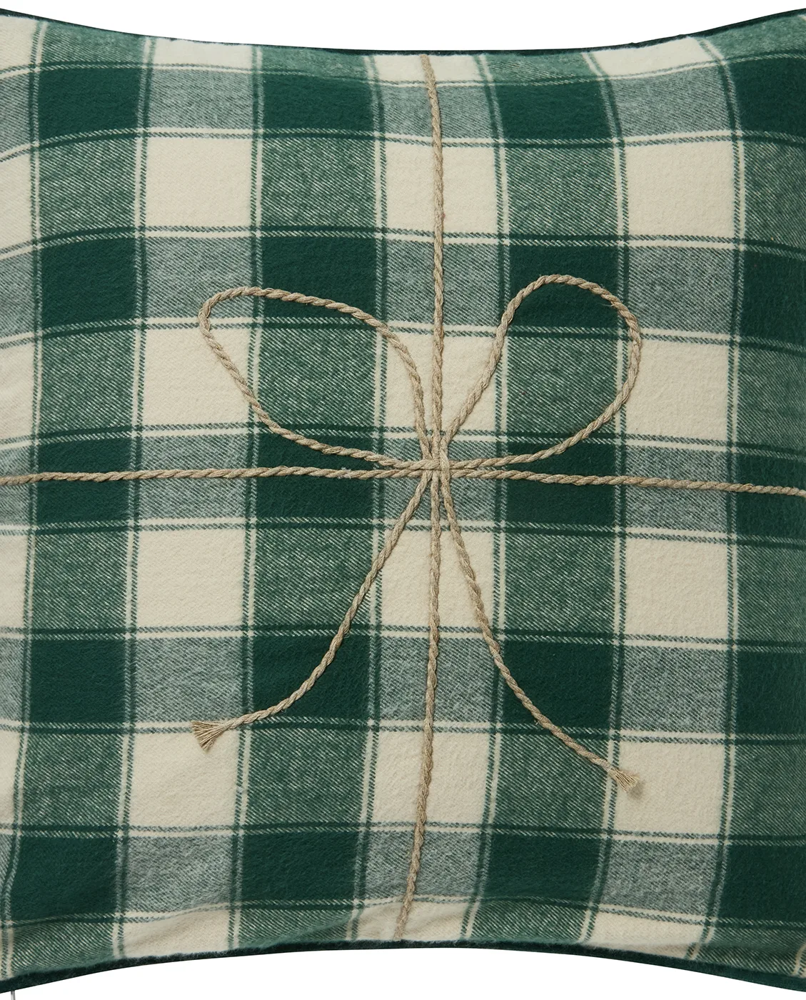 Wrapped checked eko. flannel kuddfodral 50x50 cm, Light beige-green Lexington