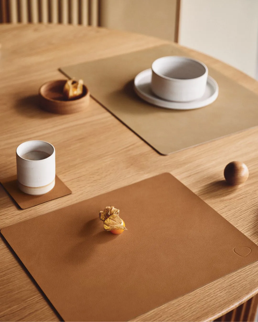 Wood Box förvaring till glasunderlägg, Nature-oak, circle, S LIND DNA