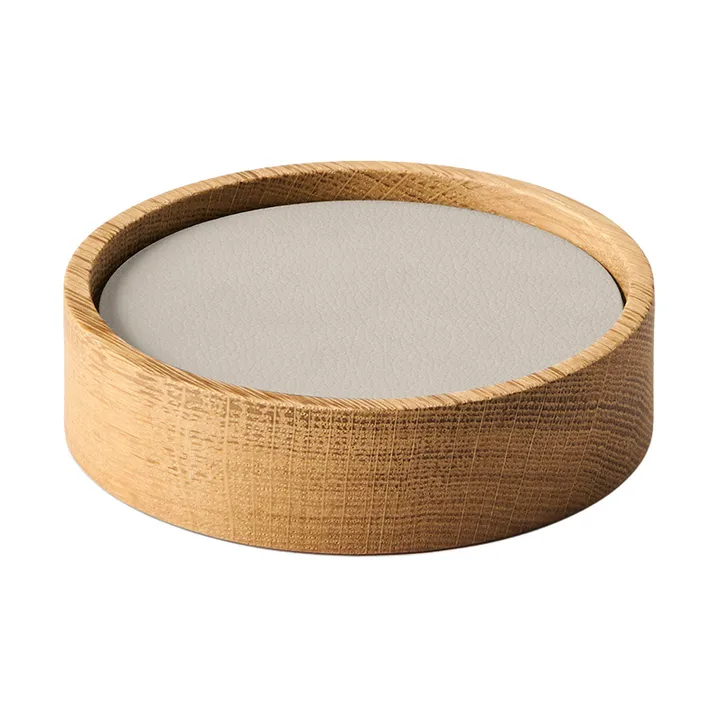 Wood Box glasunderlägg set - Nature-oak, circle, S, Nupo oyster white, 9 delar - LIND DNA