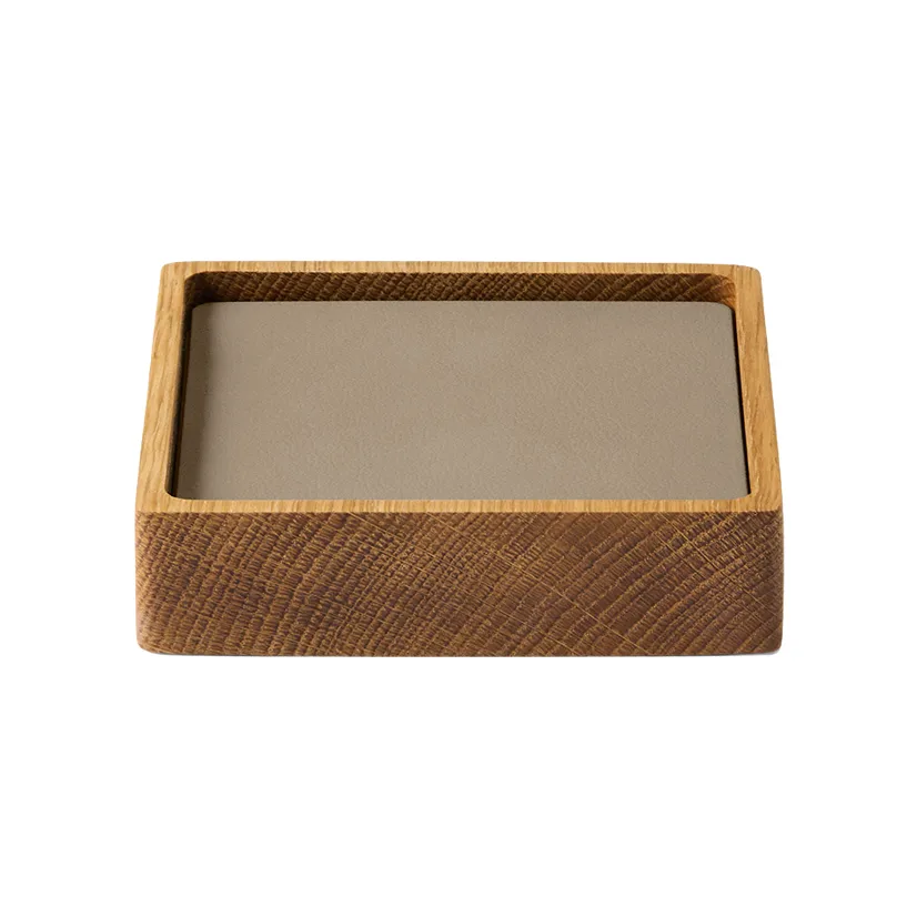 Wood Box glasunderlägg set, Nature-oak, square, S, Nupo clay brown, 9 delar LIND DNA