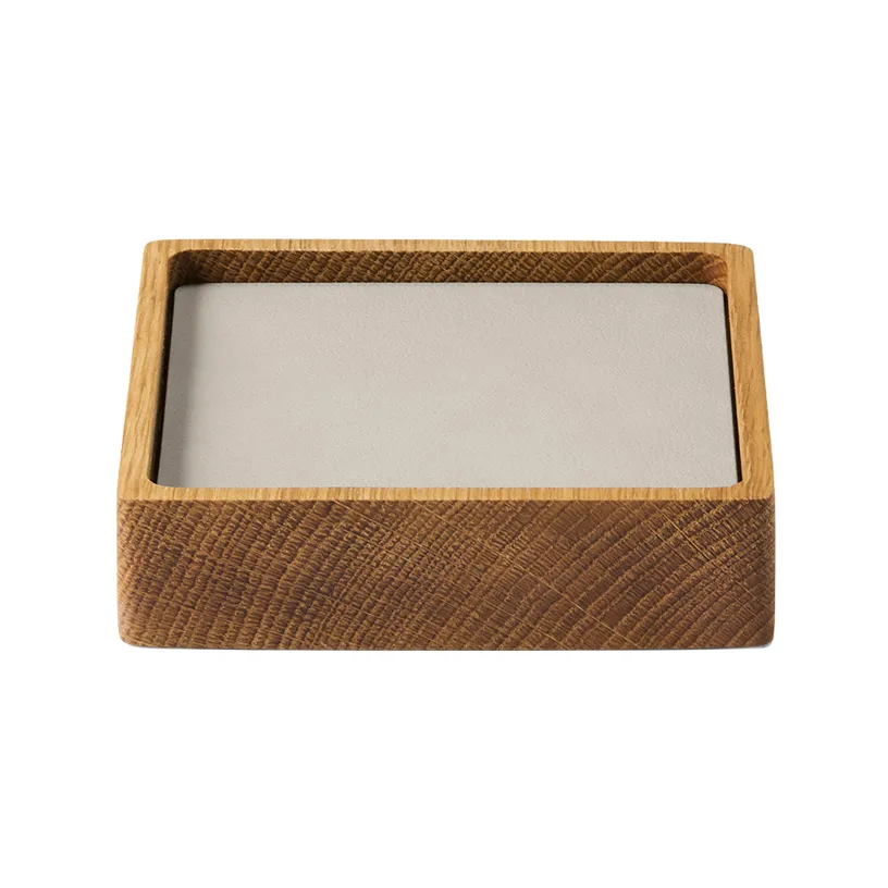 Wood Box glasunderlägg set, Nature-oak, square, S, Nupo oyster white, 9 delar LIND DNA