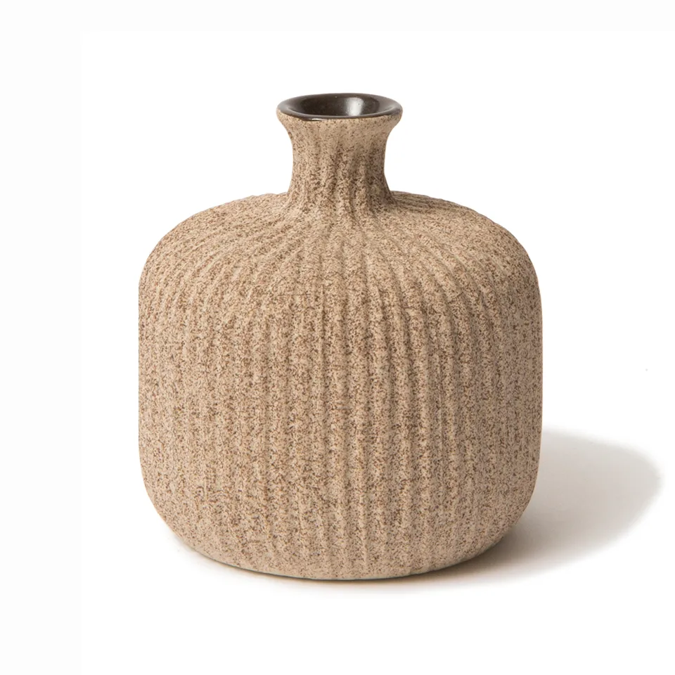 Bottle vas, Sand medium stripe, small Lindform