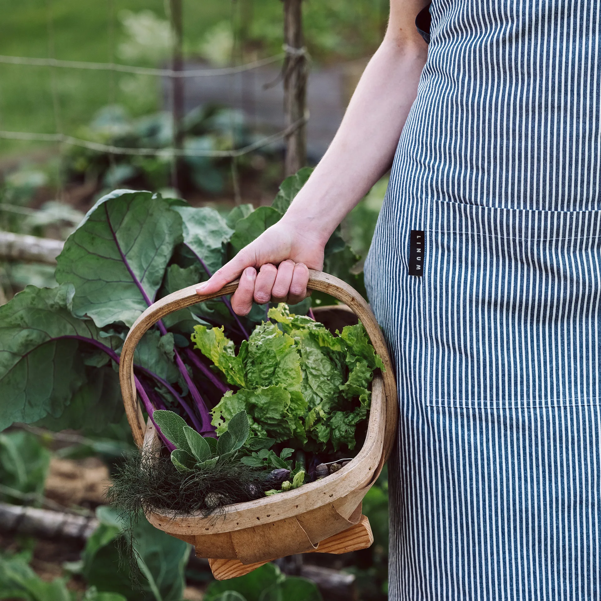 Emma förkläde, Indigoblå Linum