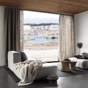 West gardin med veckband - linnebeige - Linum