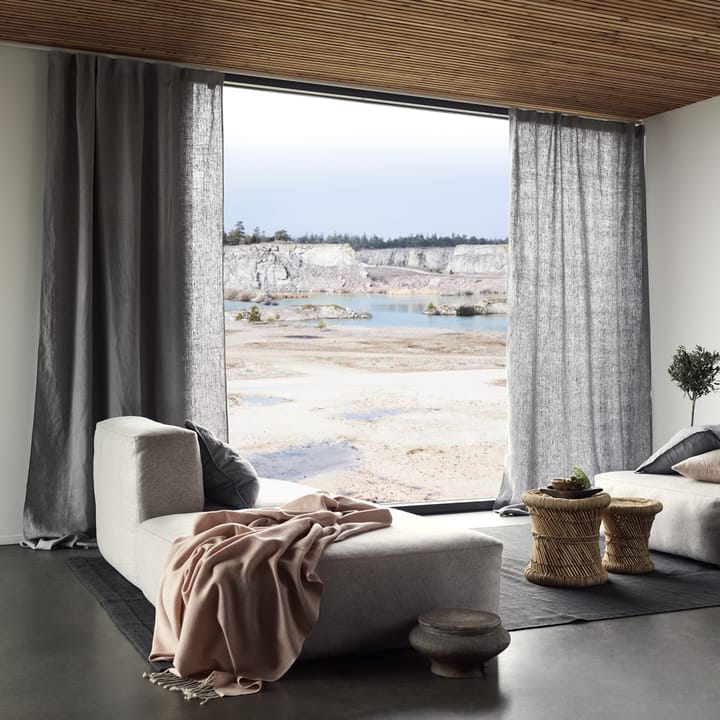 West gardin med veckband, Ljus stengrå Linum