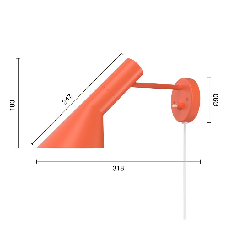 AJ vägglampa, Electric orange Louis Poulsen