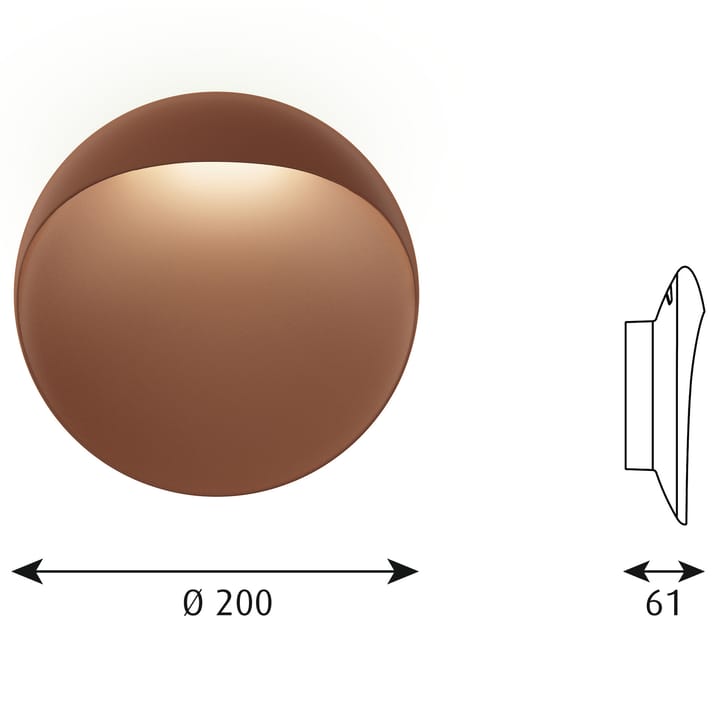 Flindt vägglampa Ø20 cm, Corten Louis Poulsen