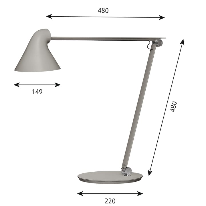 NJP bordslampa, Ljusgrå Louis Poulsen