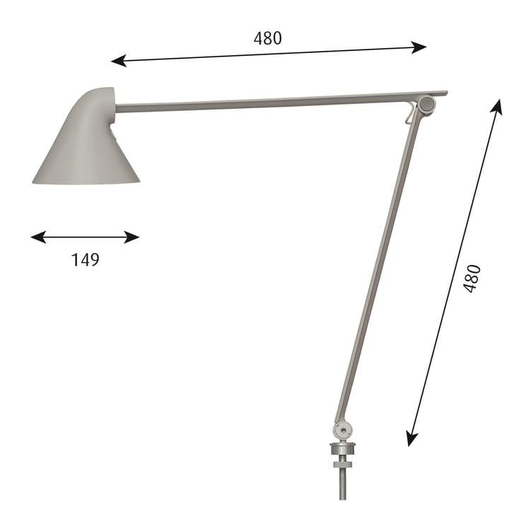 NJP bordslampa stift Ø10 mm - Ljusgrå - Louis Poulsen