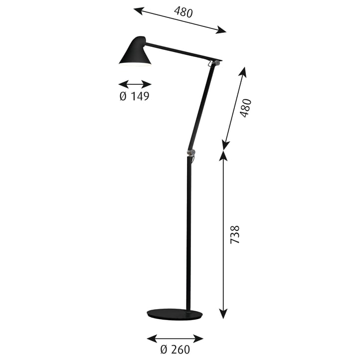 NJP golvlampa, Svart Louis Poulsen