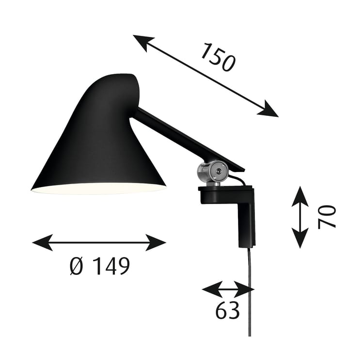 NJP vägglampa kort arm, Svart Louis Poulsen