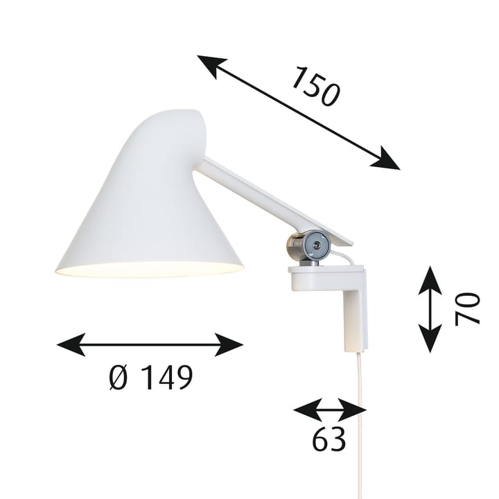 NJP vägglampa kort arm, Vit Louis Poulsen