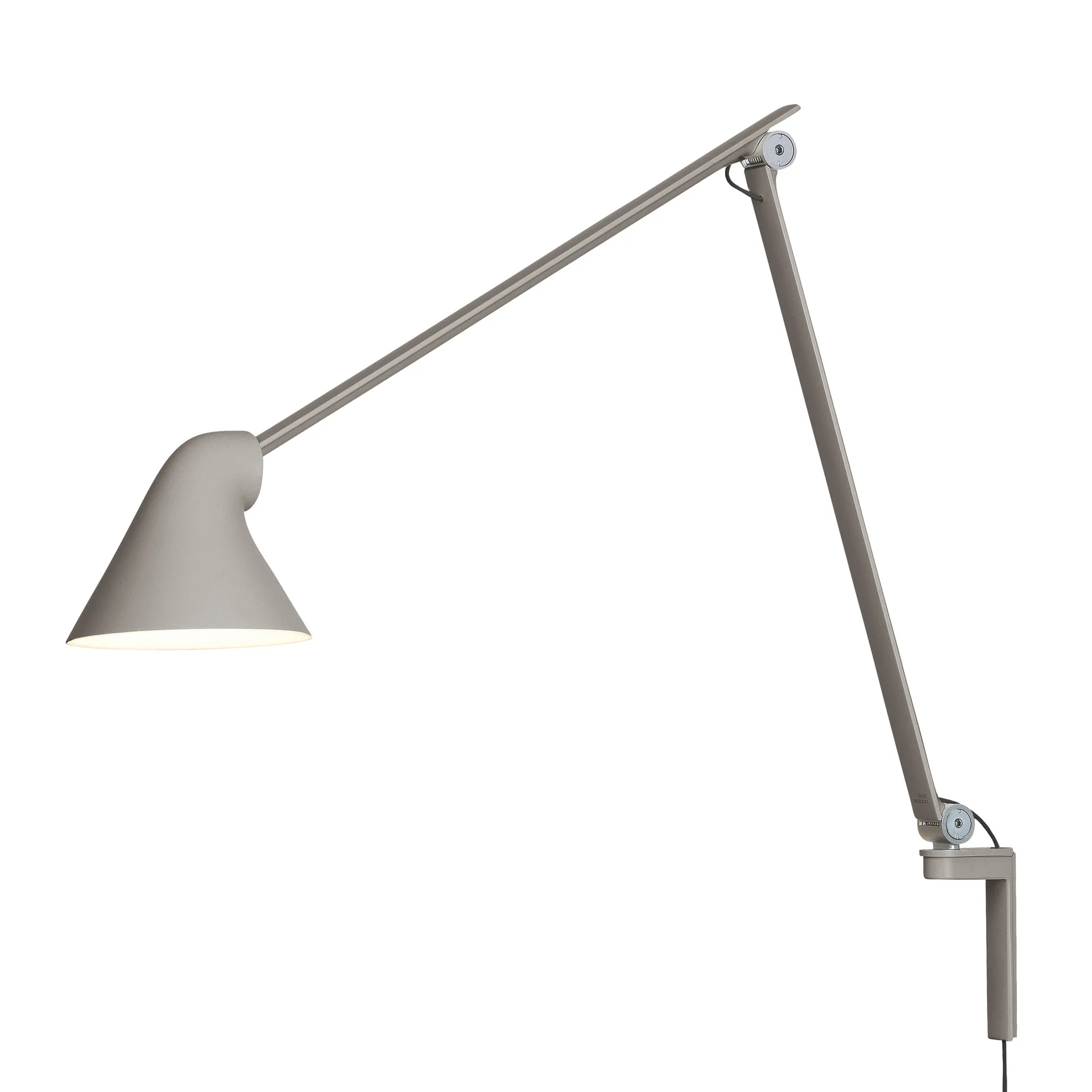 NJP vägglampa lång arm, Ljusgrå Louis Poulsen