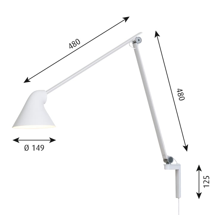 NJP vägglampa lång arm - Vit - Louis Poulsen