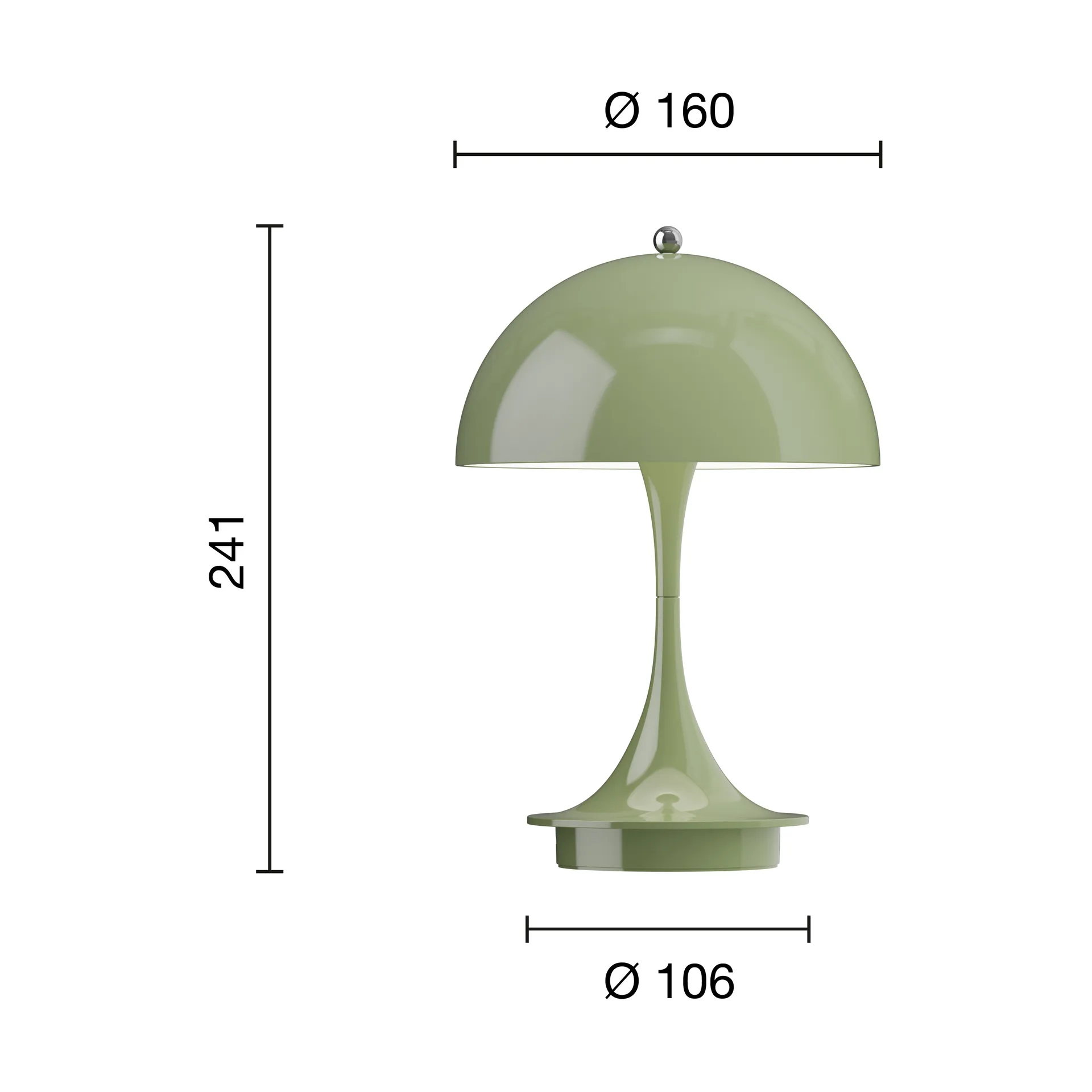 Panthella 160 portable bordslampa, Green Louis Poulsen