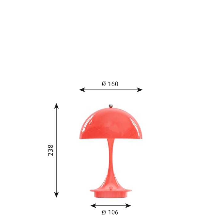 Panthella 160 portable bordslampa, Korall Louis Poulsen