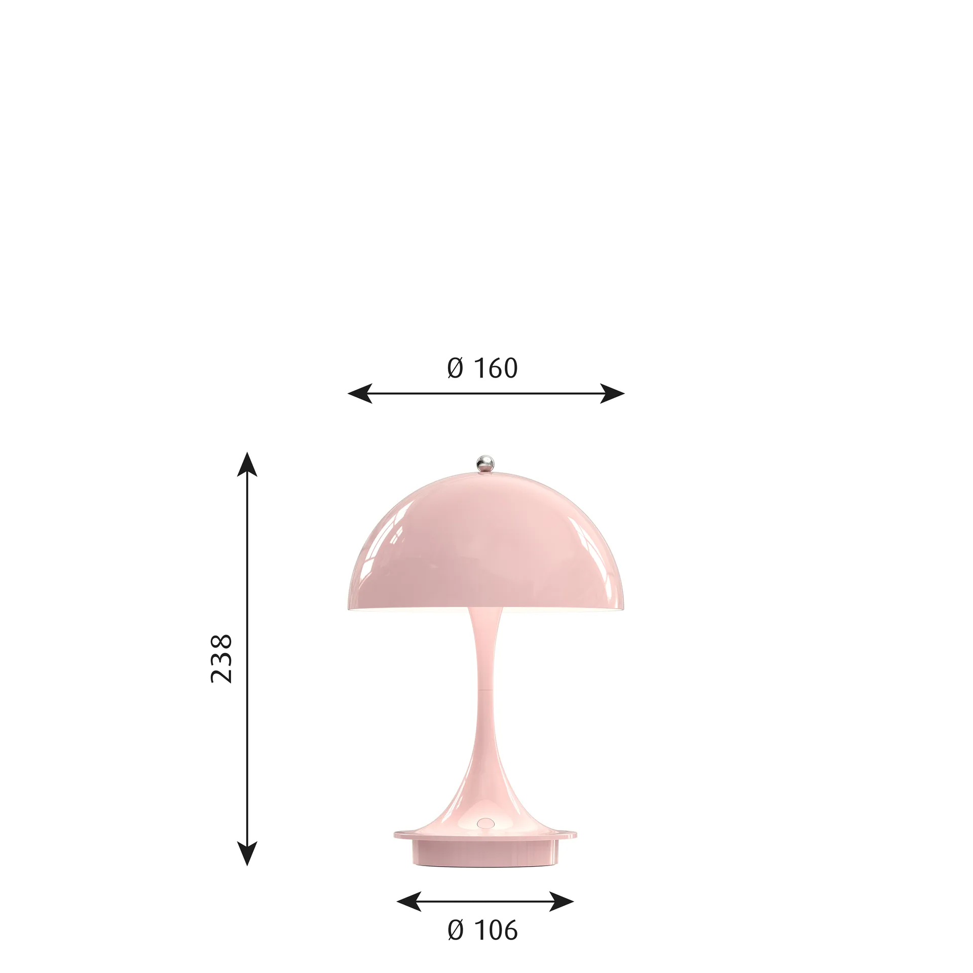 Panthella 160 portable bordslampa, Ljusrosa Louis Poulsen