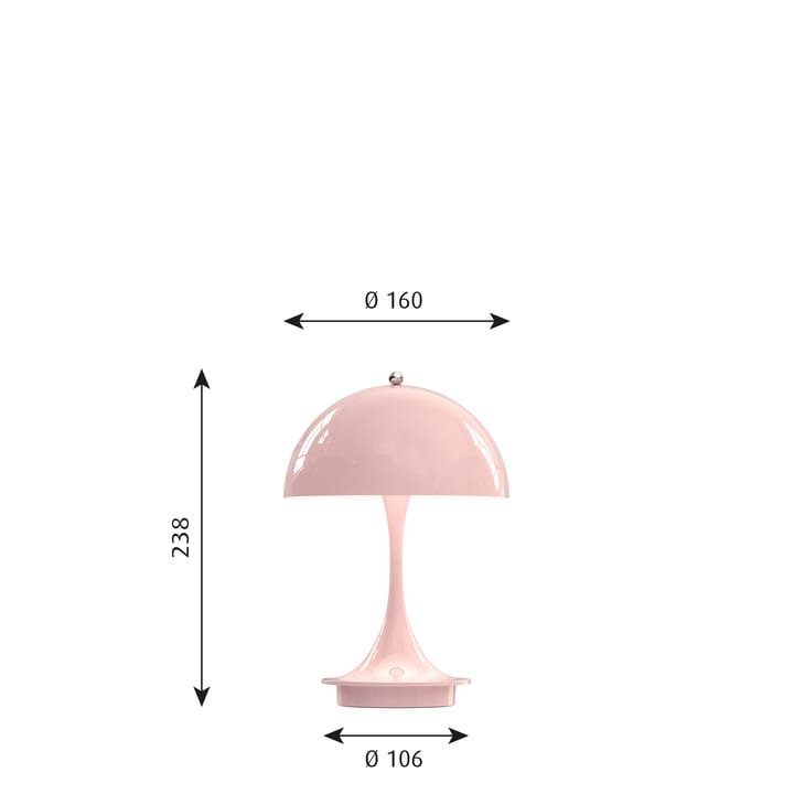 Panthella 160 portable bordslampa, Ljusrosa Louis Poulsen