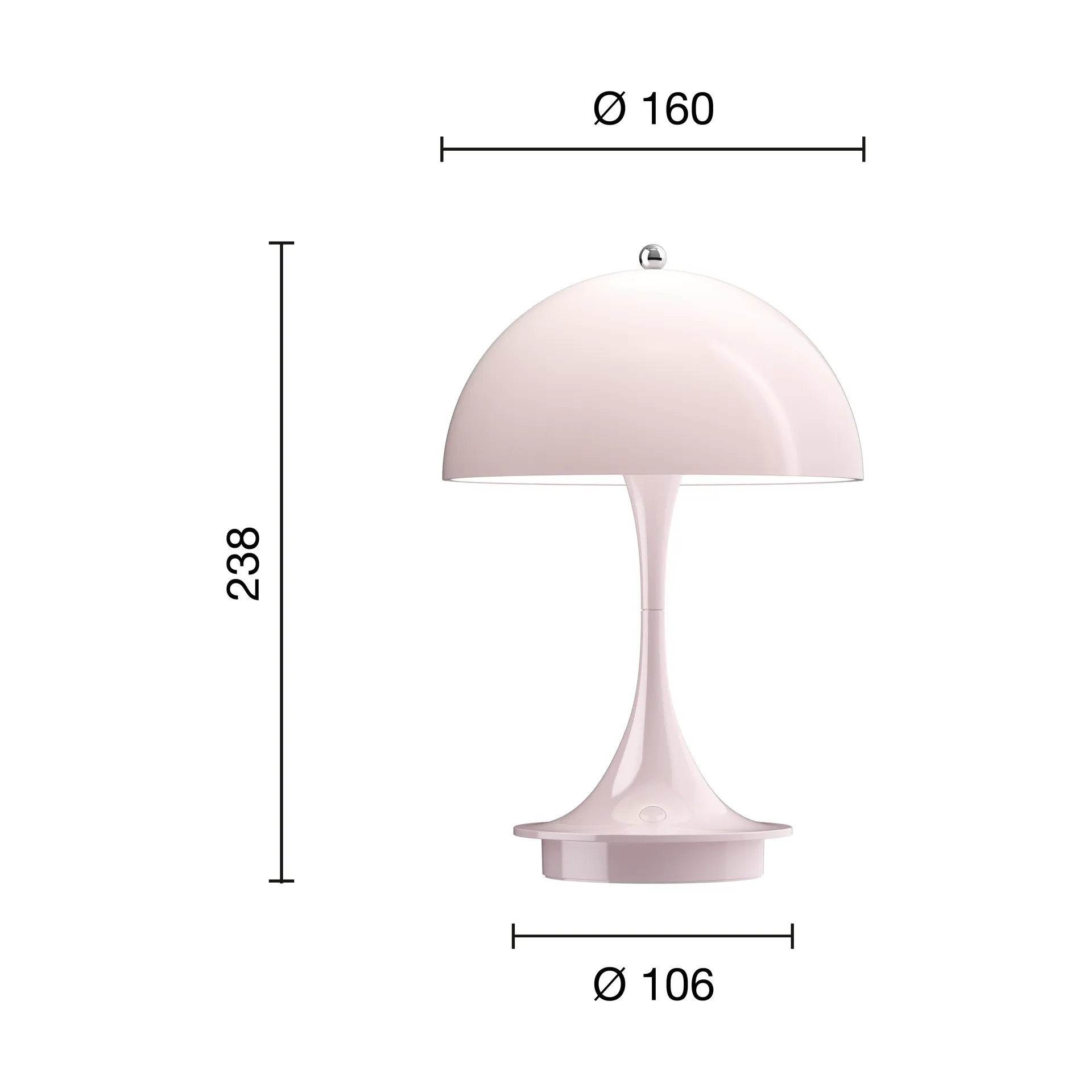 Panthella 160 portable bordslampa, Pale rose Louis Poulsen
