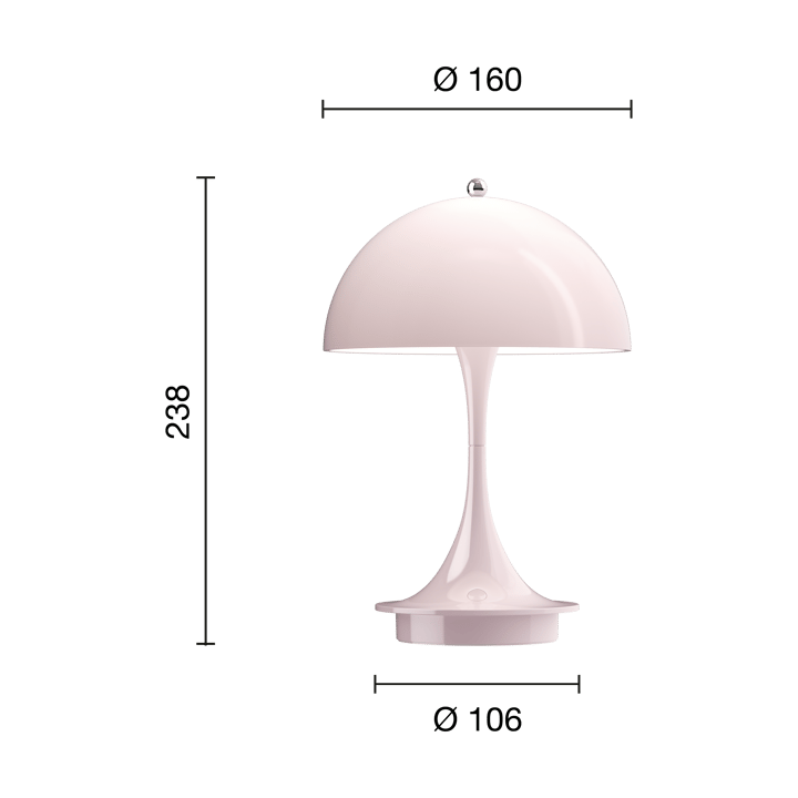 Panthella 160 portable bordslampa, Pale rose Louis Poulsen