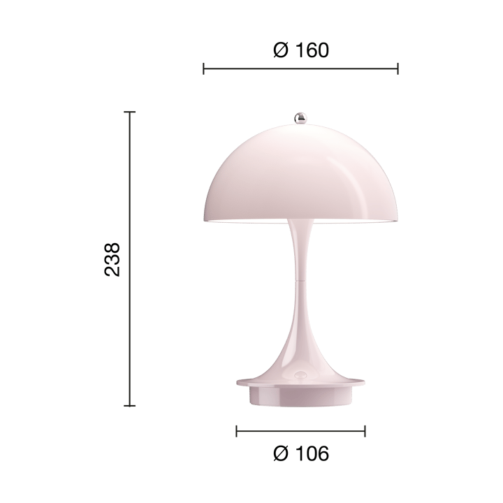 Panthella 160 portable bordslampa - Pale rose - Louis Poulsen