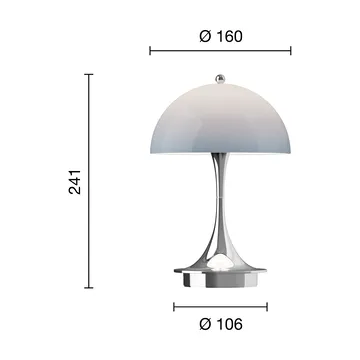 Panthella 160 Portable v3 bordslampa - Chrome opal bluegrey - Louis Poulsen
