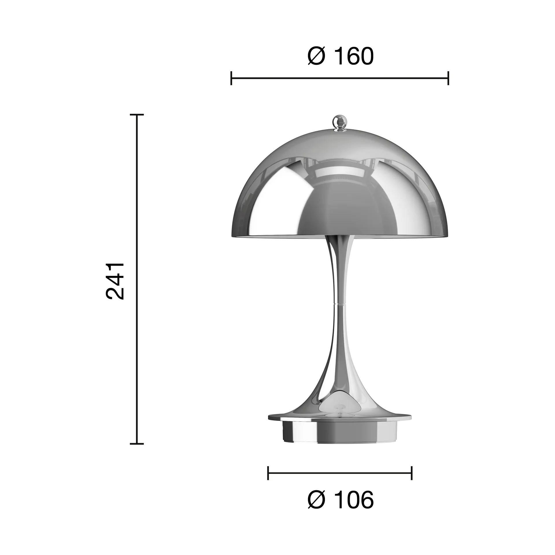 Panthella 160 Portable v3 bordslampa, Krom Louis Poulsen