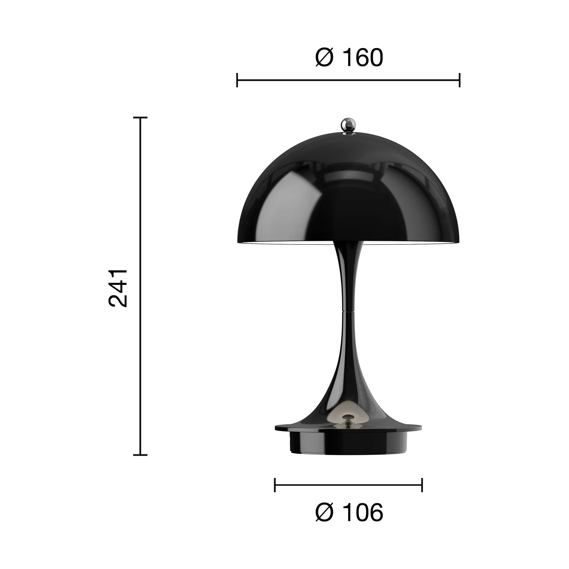 Panthella 160 Portable v3 bordslampa, Opaque black Louis Poulsen