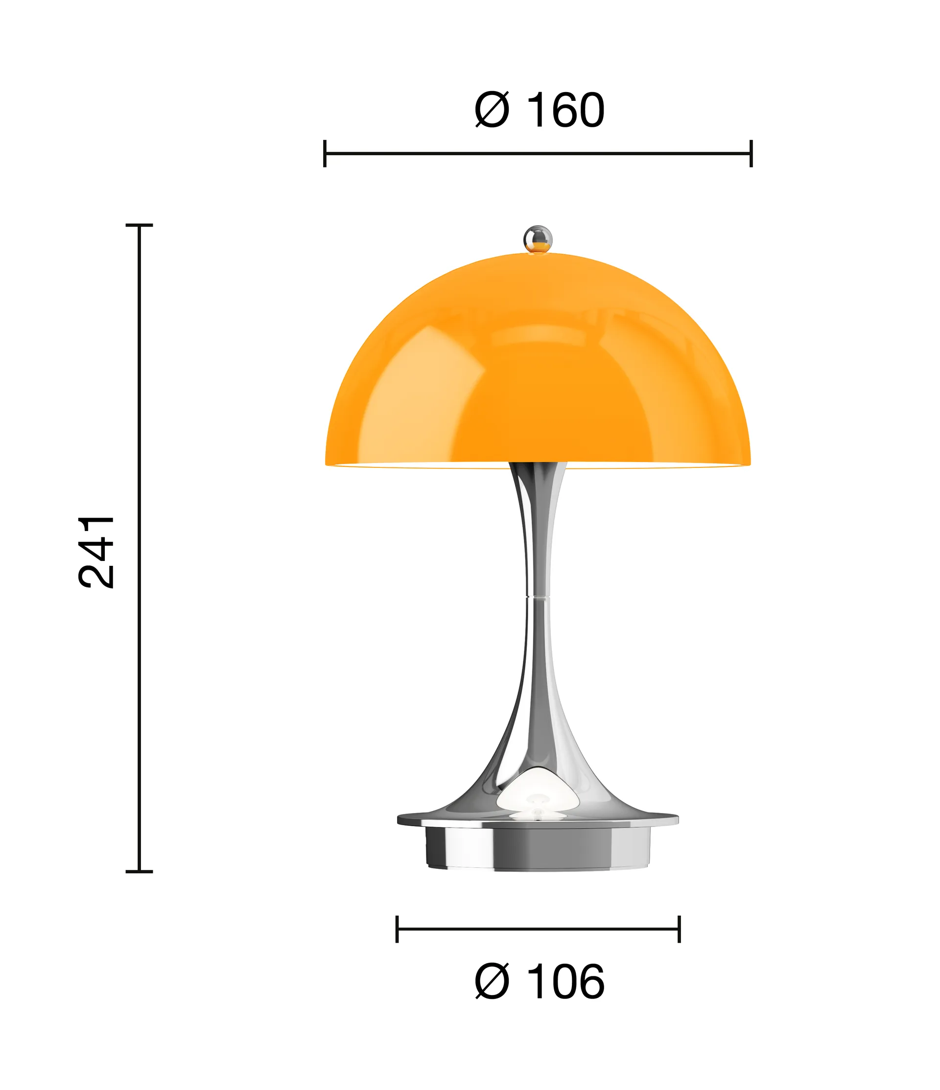 Panthella 160 Portable v3 bordslampa, Original Opal Orange Louis Poulsen