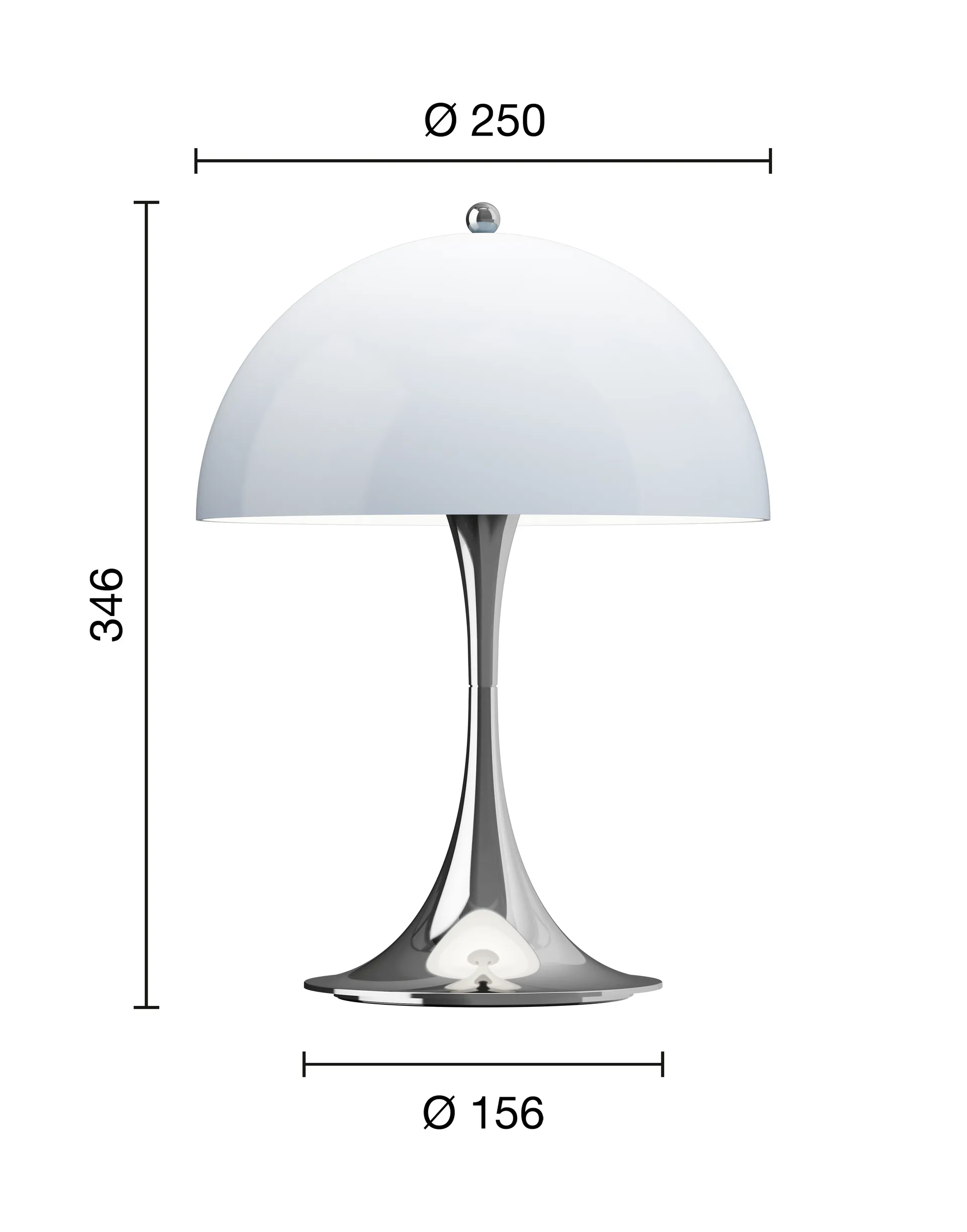Panthella 250 portabel bordslampa, Chrome opal blue grey Louis Poulsen