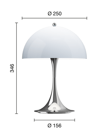 Panthella 250 portabel bordslampa - Chrome opal blue grey - Louis Poulsen