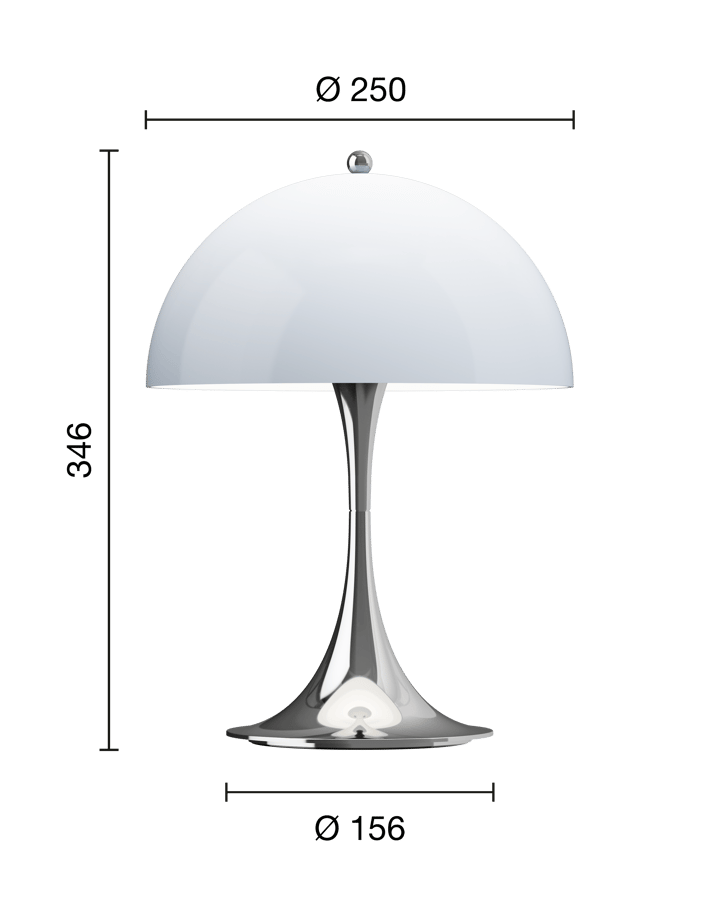 Panthella 250 portabel bordslampa, Chrome opal blue grey Louis Poulsen