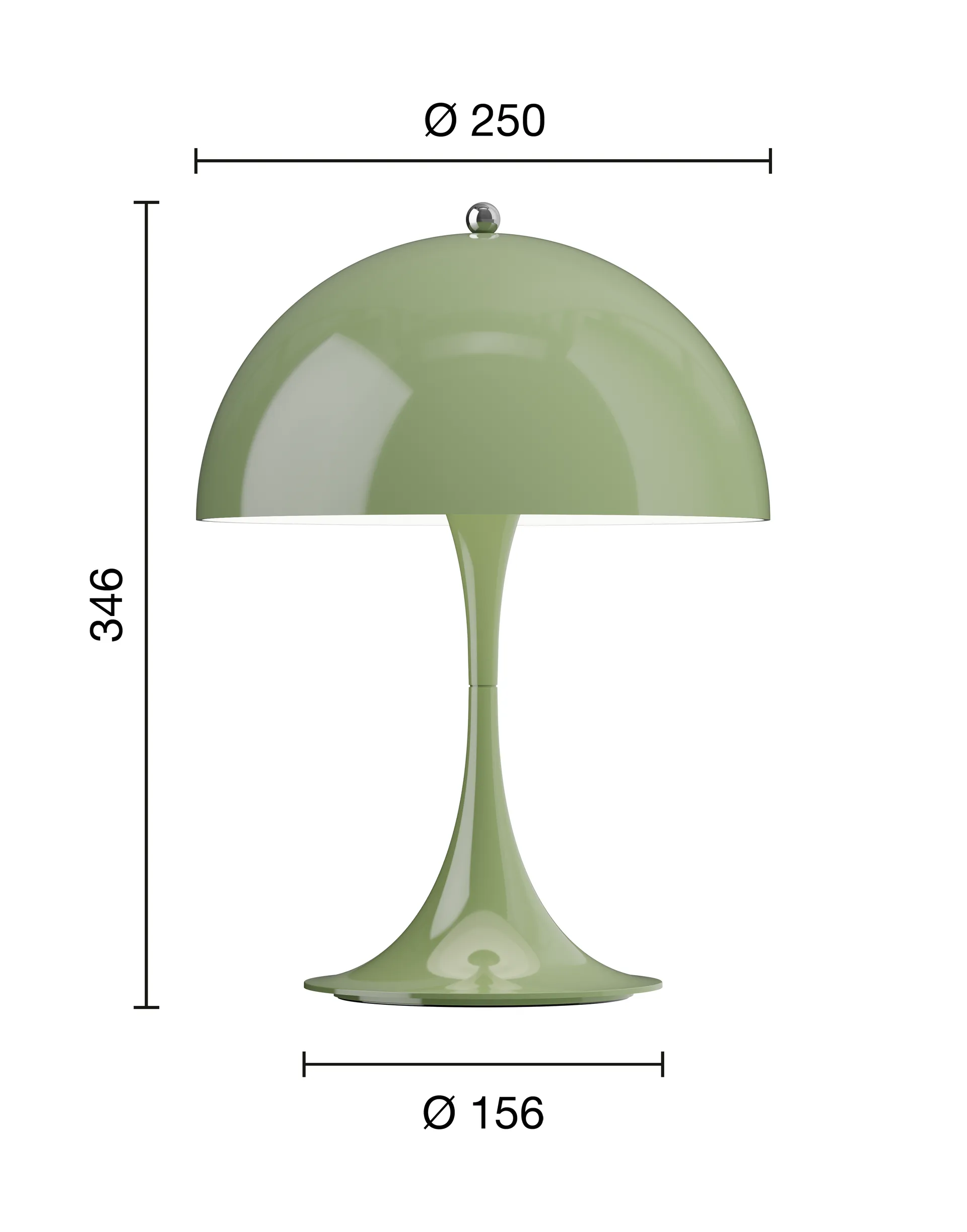 Panthella 250 portabel bordslampa, Opaque moss green Louis Poulsen