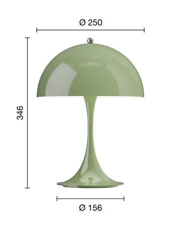 Panthella 250 portabel bordslampa - Opaque moss green - Louis Poulsen