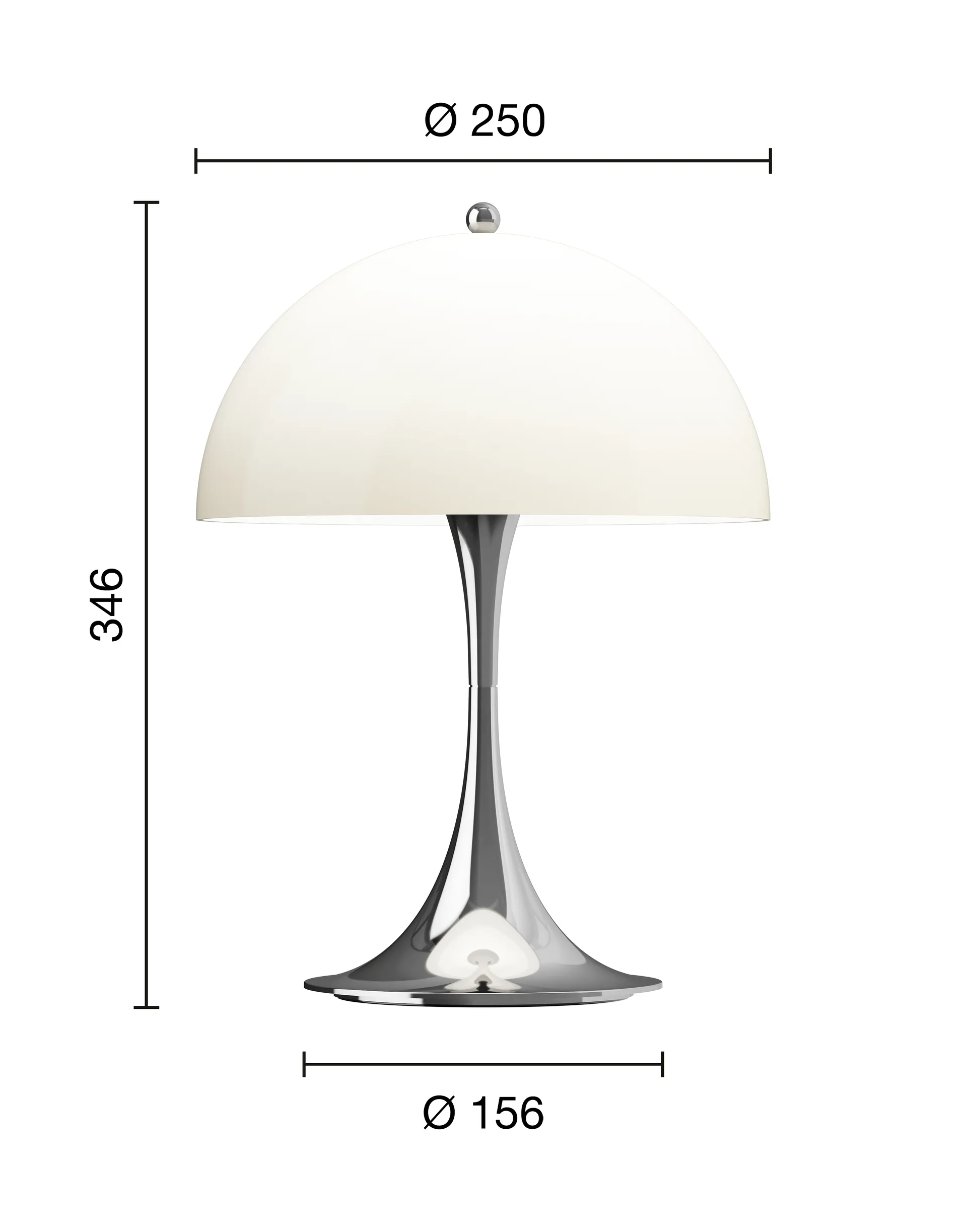 Panthella 250 portabel bordslampa V3, Chrome opal beige Louis Poulsen